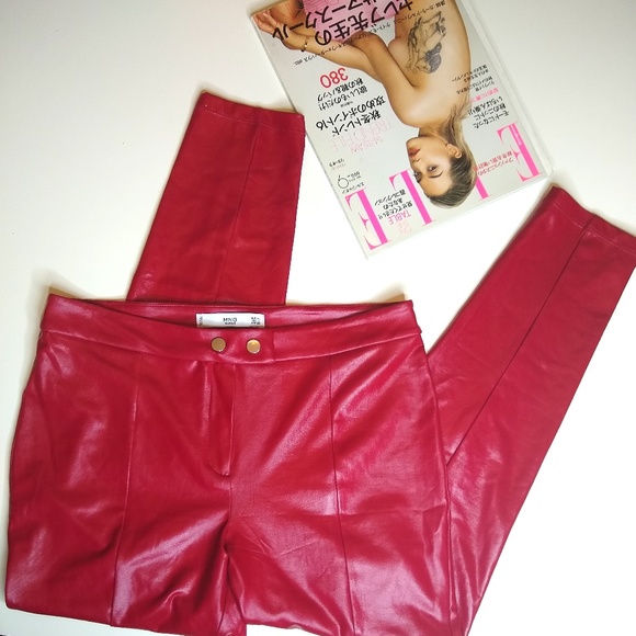 MANGO Pants - MNG Basics Red *Leather Pants